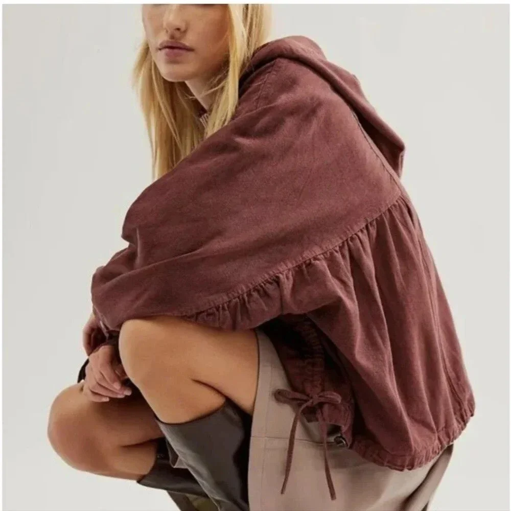 Free People Donny Anorak Utility Hoodie Jacket Top Oversized Zip-Up L 287760